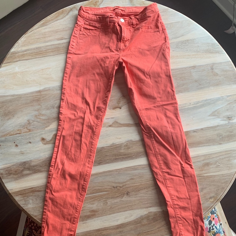 J Brand Skinny Coral Tangerine Jeans